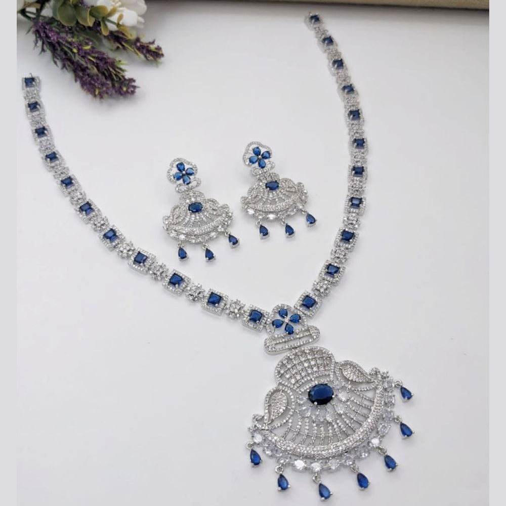 Aamrapali Silver Plated American Diamond Necklace Set