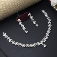 Aamrapali Silver Plated American Diamonds Necklace Set