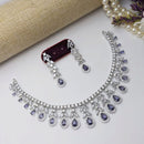 Aamrapali Silver Plated American Diamonds Necklace Set