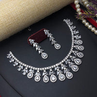 Aamrapali Silver Plated American Diamonds Necklace Set