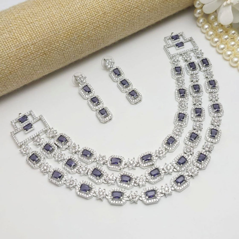 Aamrapali Silver Plated American Diamond Necklace Set