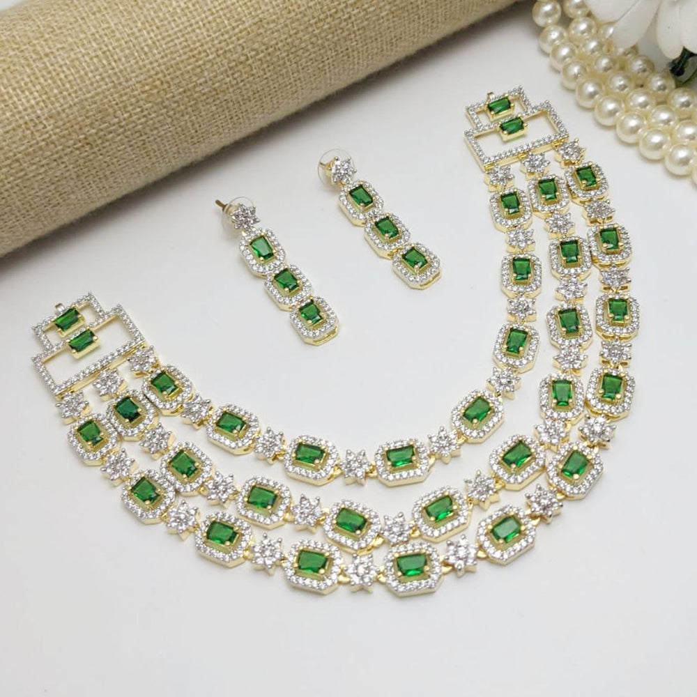 Aamrapali Gold Plated American Diamond Necklace Set