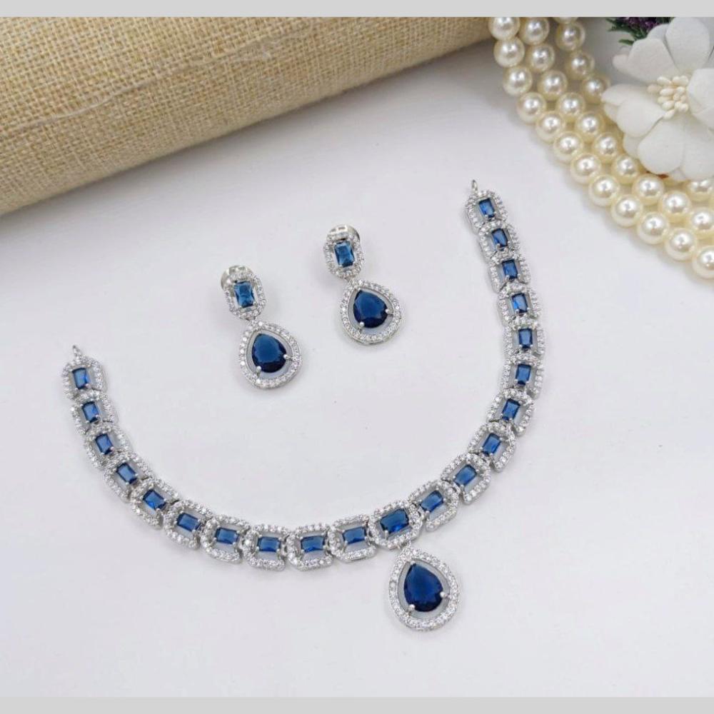 Aamrapali Glamour Silver Shine American Diamond Necklace Set