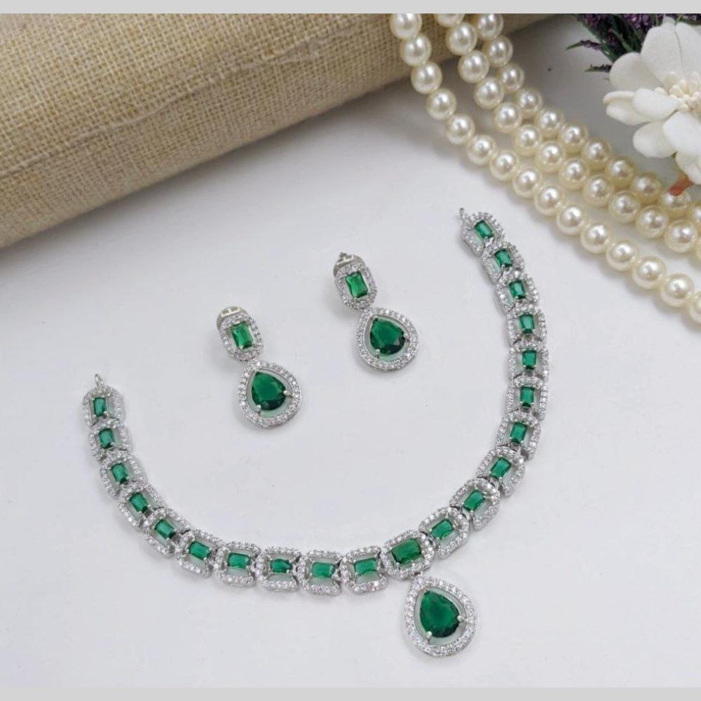 Aamrapali Glamour Silver Shine American Diamond Necklace Set
