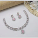 Aamrapali Glamour Silver Shine American Diamond Necklace Set