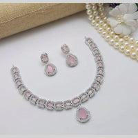 Aamrapali Glamour Silver Shine American Diamond Necklace Set