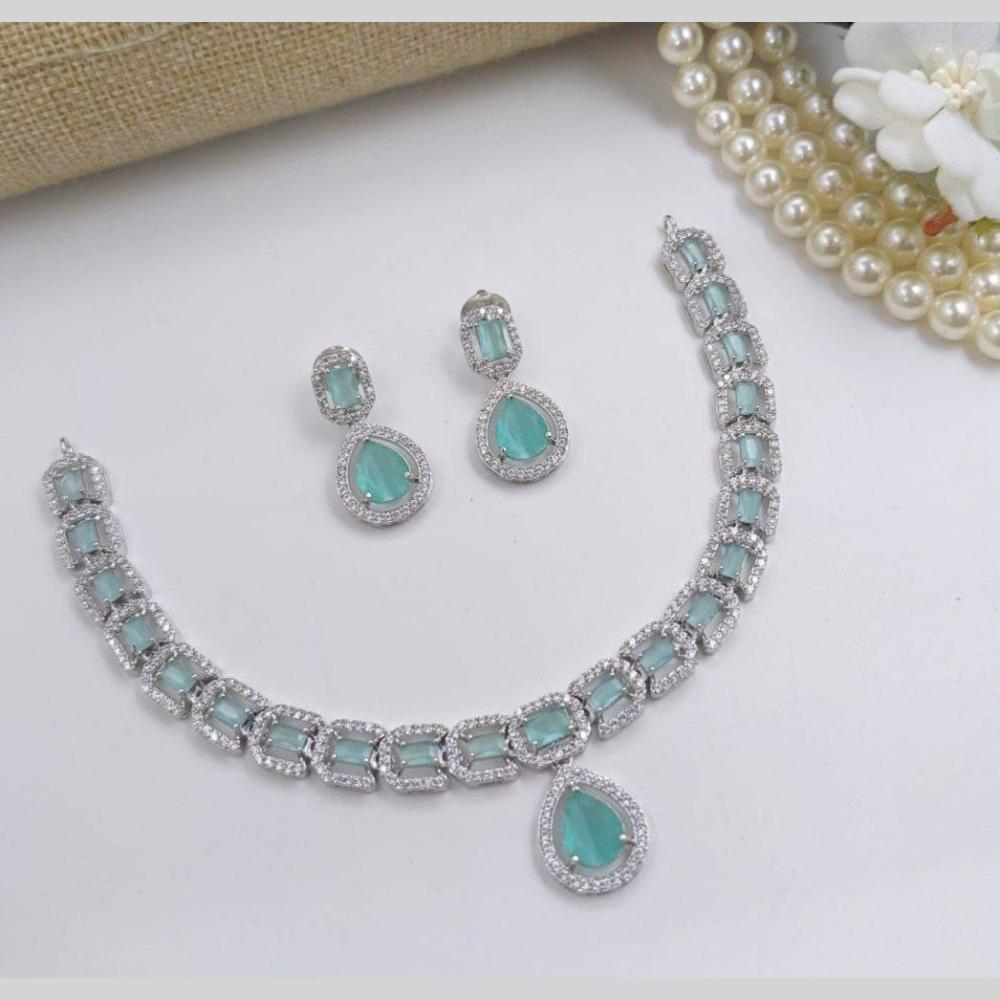 Aamrapali Glamour Silver Shine American Diamond Necklace Set