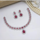 Aamrapali Glamour Silver Shine American Diamond Necklace Set