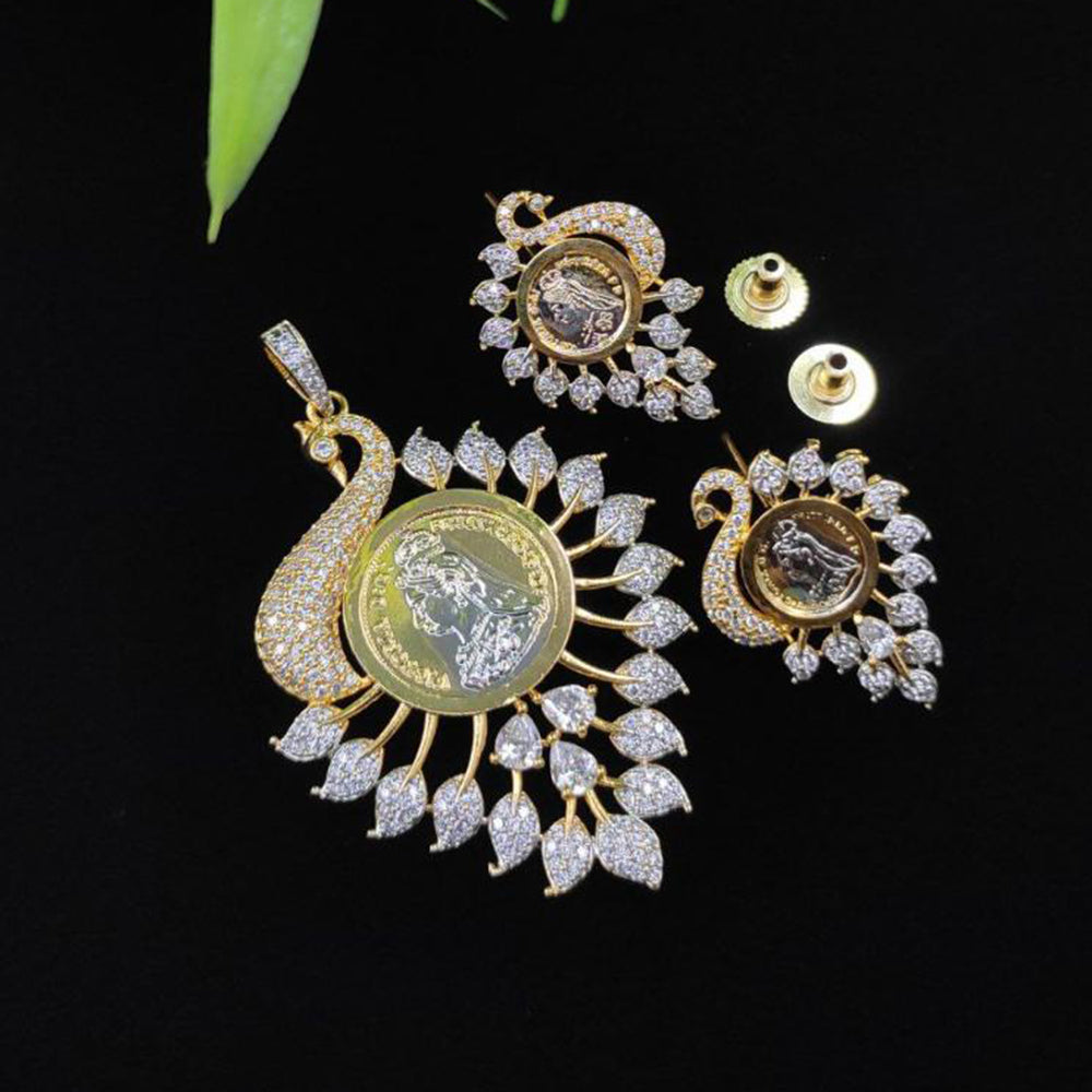 Aamrapali Gold Plated American Daimonds Pendant Set
