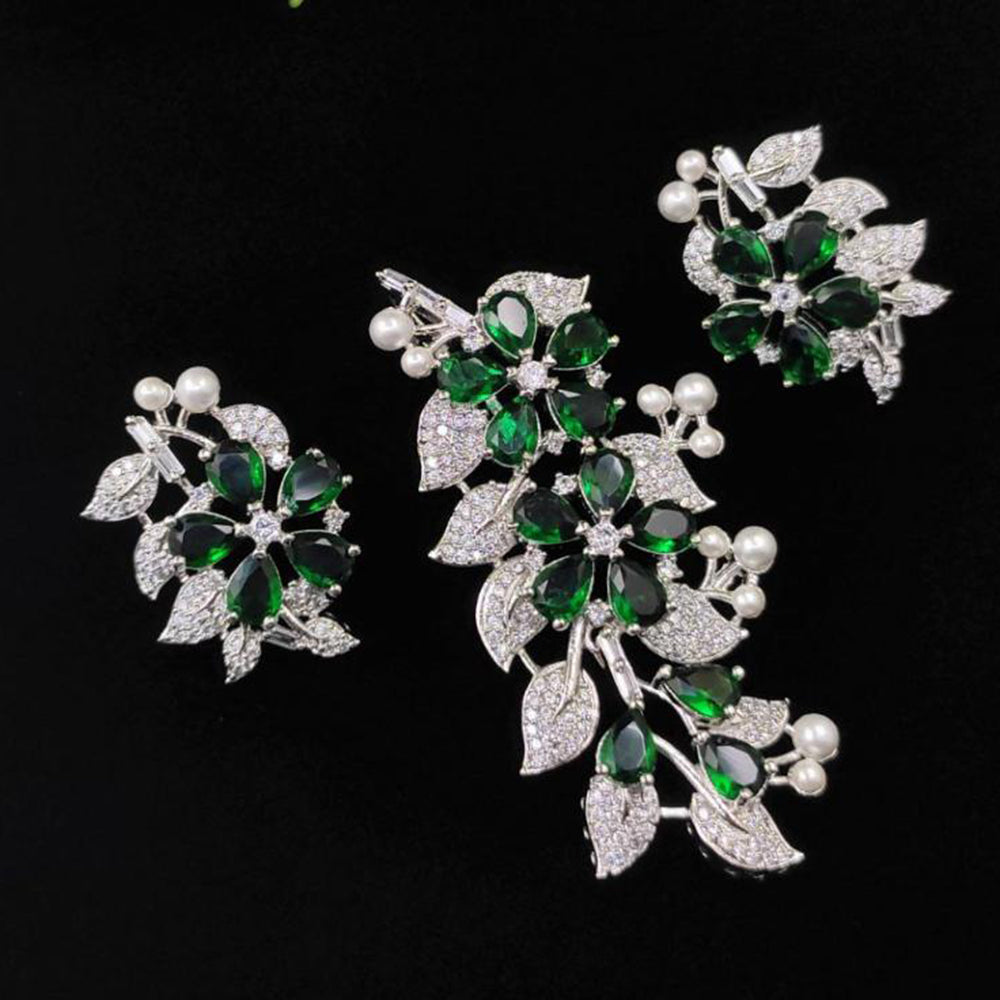 Aamrapali Silver Plated American Daimonds Pendant Set