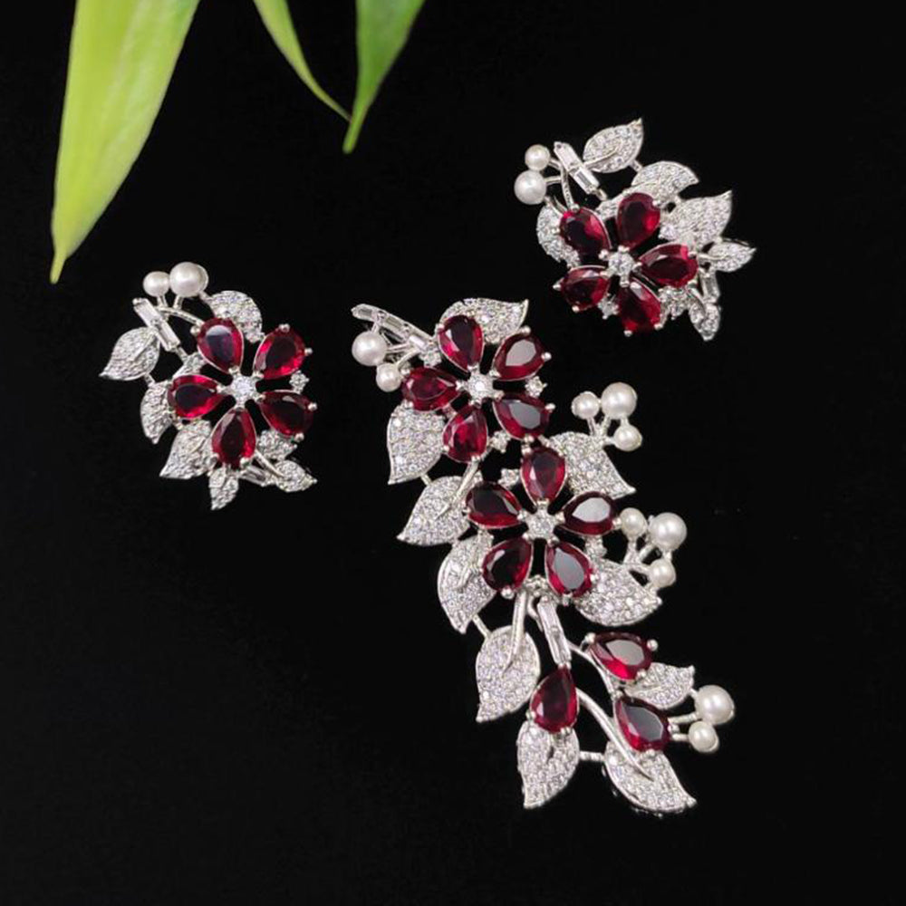 Aamrapali Silver Plated American Daimonds Pendant Set