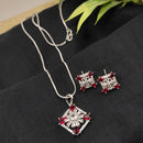 Aamrapali Elegant Silver Plated Dazzling American Diamonds Chain Pendant Set