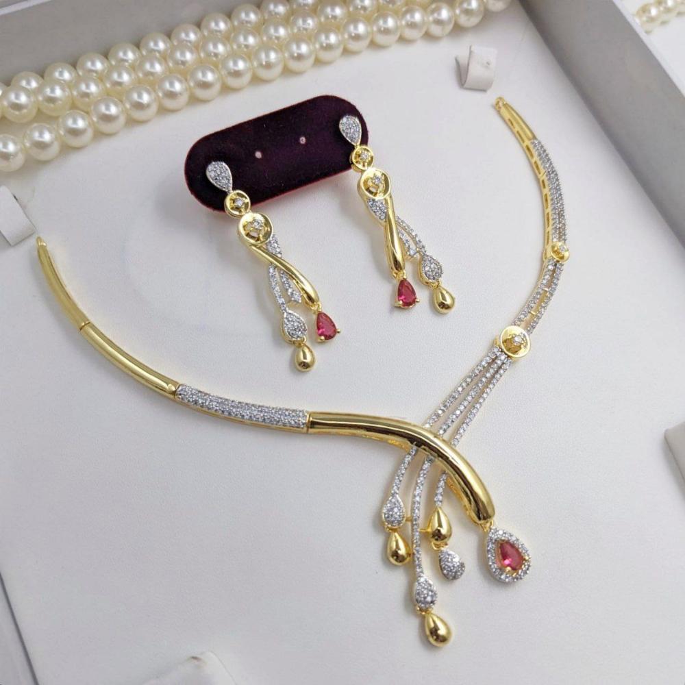 Aamrapali Glam Gold Plated American Daimonds Necklace Set