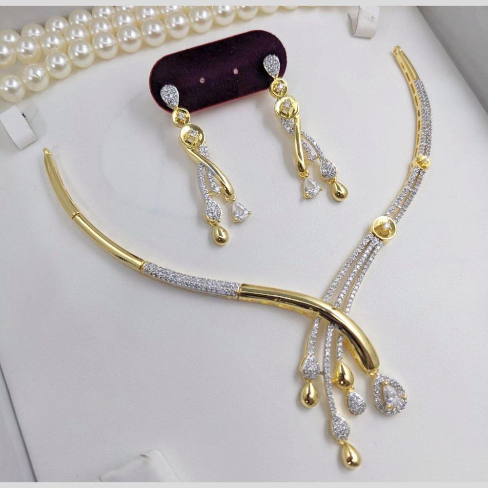 Aamrapali Glam Gold Plated American Daimonds Necklace Set