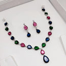 Aamrapali Glam Silver Plated American Daimonds Necklace Set