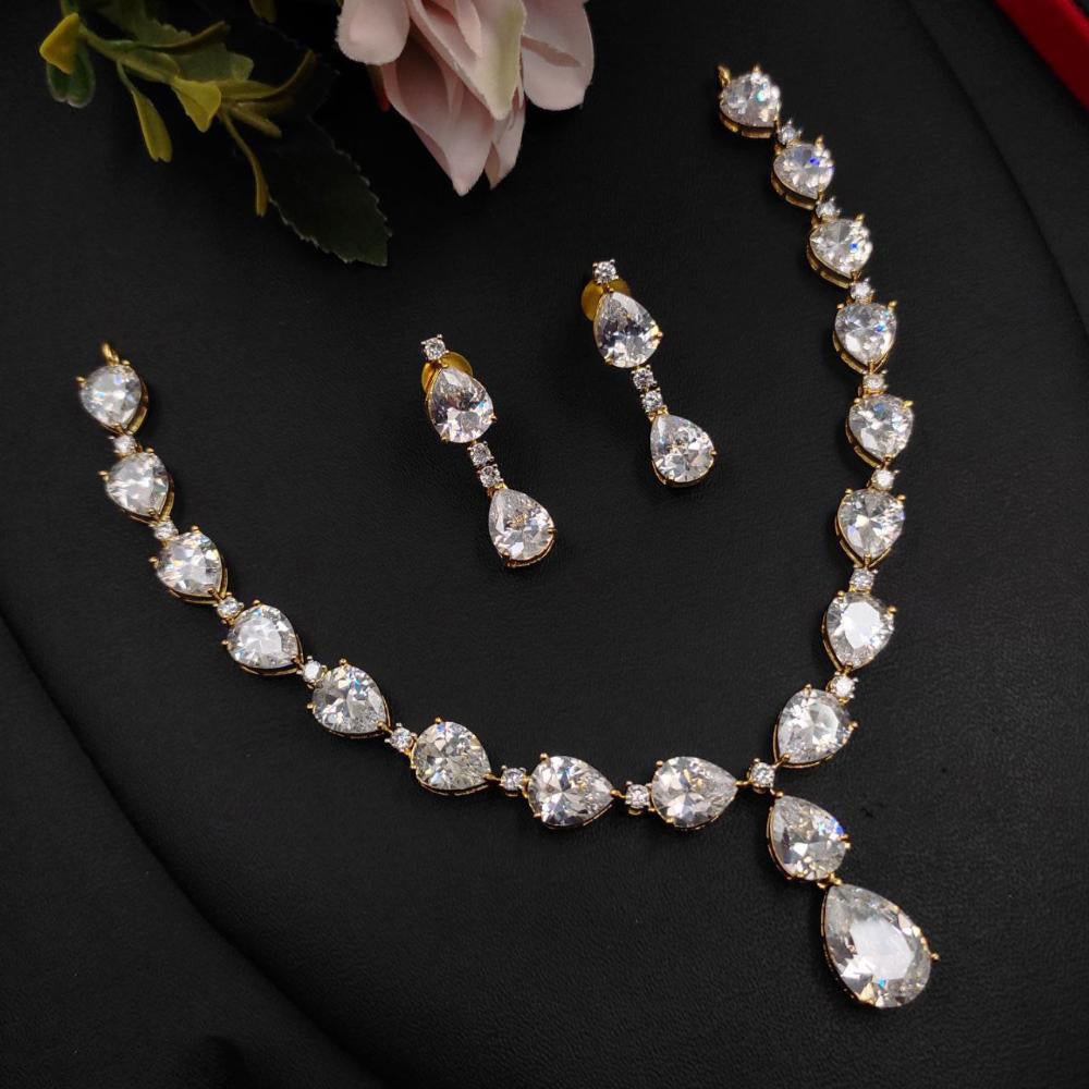 Aamrapali Glam Gold Plated American Daimonds Necklace Set