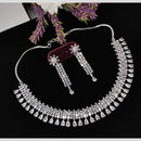 Aamrapali Glam Silver Plated American Daimonds Necklace Set 