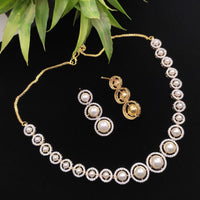 Aamrapali Glam Gold Plated Austrain Stone And Pearl Necklace Set 