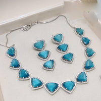 Aamrapali Silver Plated Crystal And Austrain Stone Necklace Set