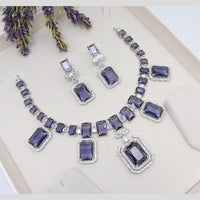 Aamrapali Silver Plated American Daimonds Necklace Set 
