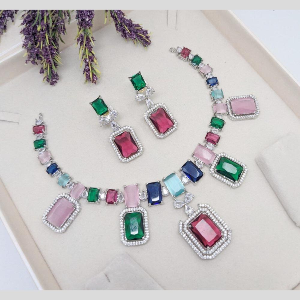 Aamrapali Silver Plated American Daimonds Necklace Set
