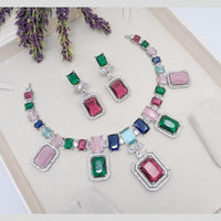 Aamrapali Silver Plated American Daimonds Necklace Set
