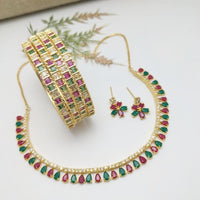 Aamrapali Gold Plated American Diamond Combo Set