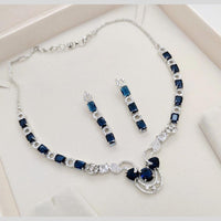 Aamrapali Glamour Silver Plated Shine American Diamond Necklace Set