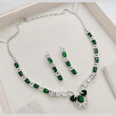 Aamrapali Glamour Silver Plated Shine American Diamond Necklace Set