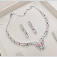 Aamrapali Glamour Silver Plated Shine American Diamond Necklace Set