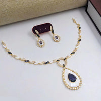 Aamrapali Glamour Gold Plated Shine American Diamond Meenakari Necklace Set