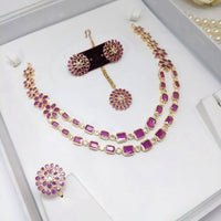 Aamrapali Glamour Gold Plated Shine Crystal Stone Necklace Set