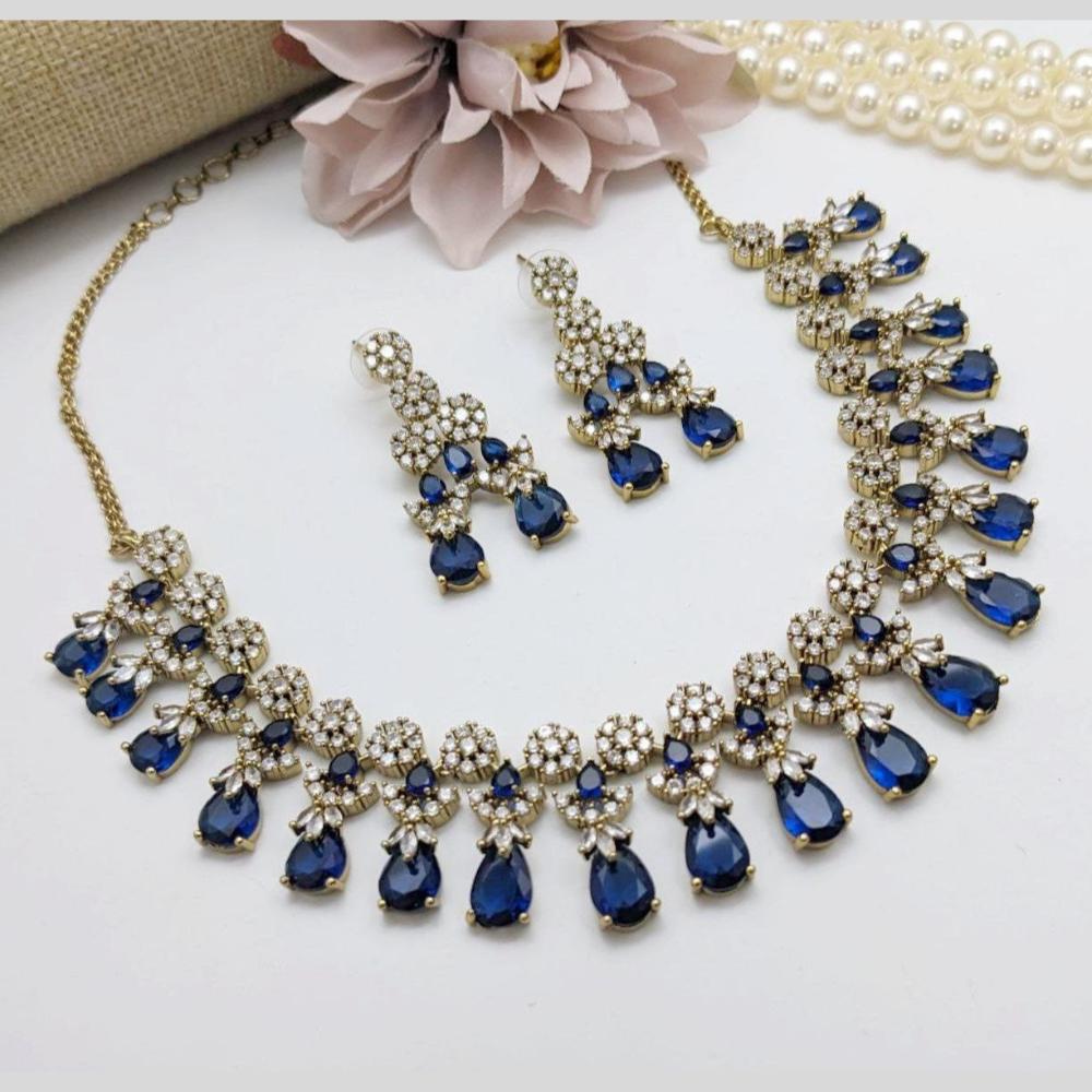Aamrapali Glamour Gold Plated Shine American Diamond Necklace Set