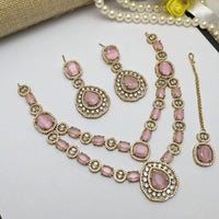 Aamrapali Glamour Gold Plated Shine American Diamond Necklace Set