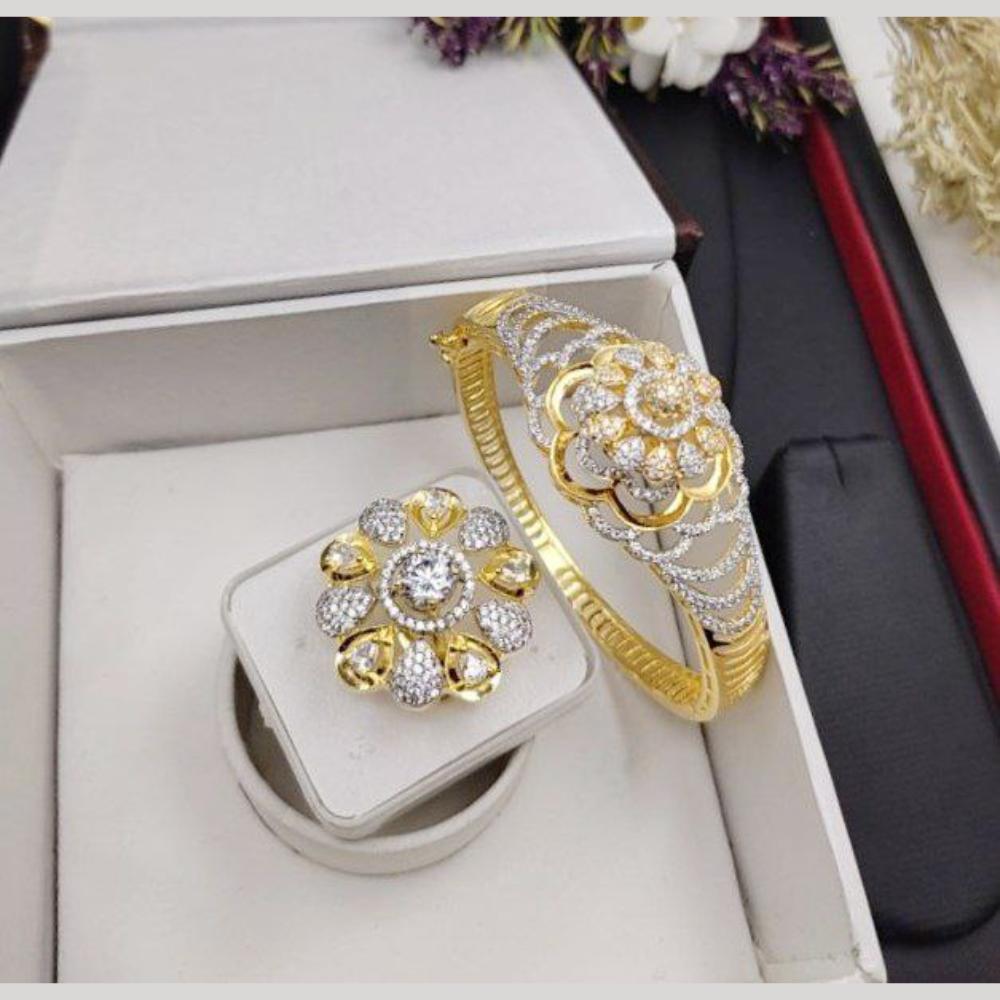 Aamrapali Modern Austrian Stone Wrist Bracelet With Ring