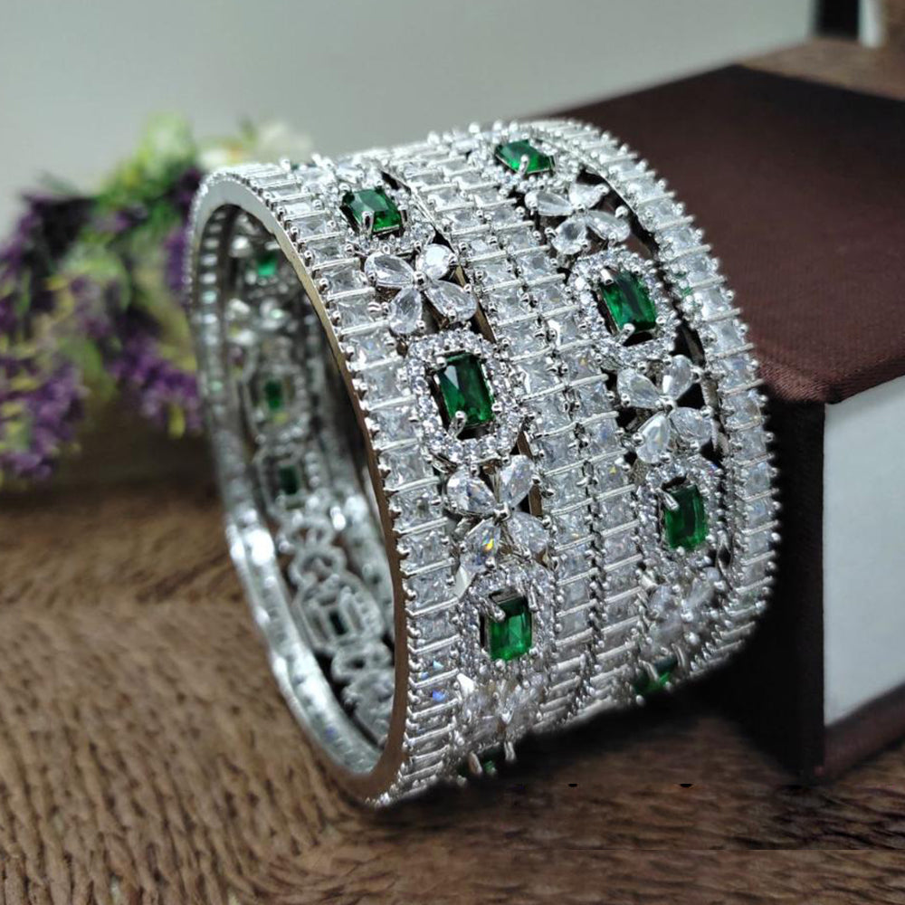 Aamrapali Rhodium Plated Designer American Diamond Bangles