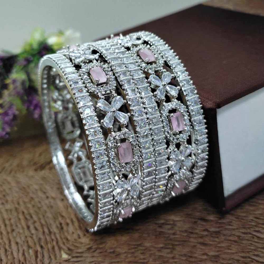 Aamrapali Rhodium Plated Designer American Diamond Bangles