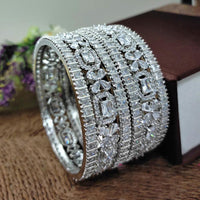 Aamrapali Rhodium Plated Designer American Diamond Bangles