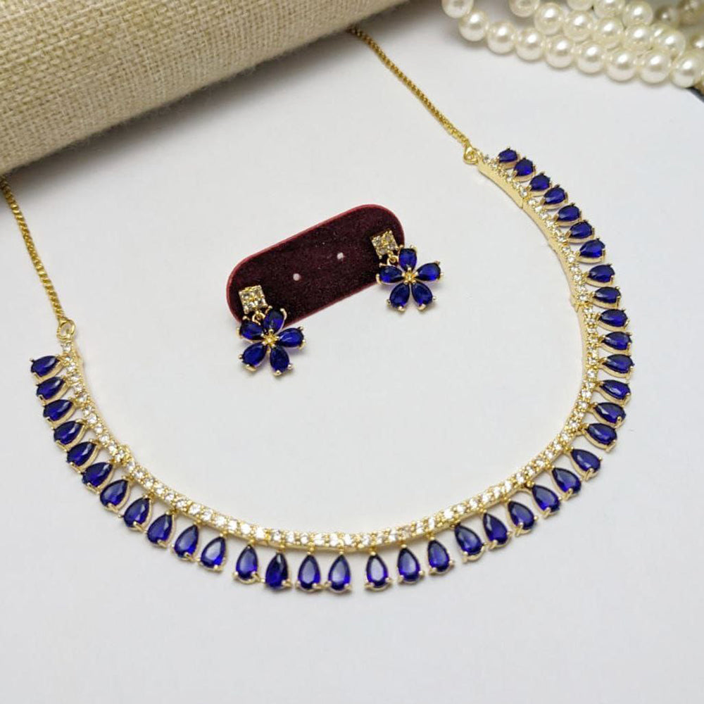 Aamrapali Elegant Teardrop Necklace and Floral Earrings Set