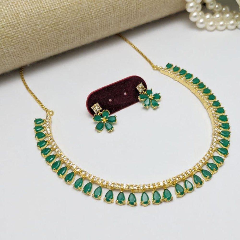 Aamrapali Elegant Teardrop Necklace and Floral Earrings Set
