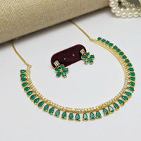 Aamrapali Elegant Teardrop Necklace and Floral Earrings Set  