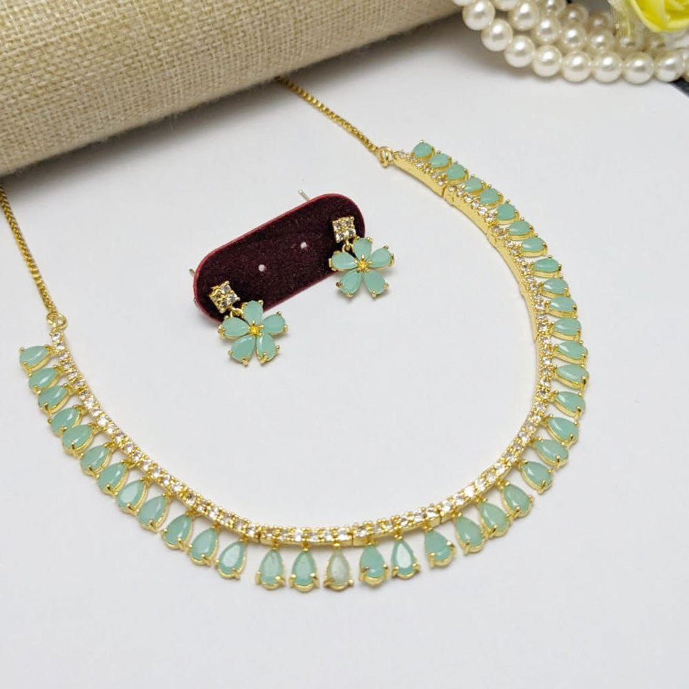 Aamrapali Elegant Teardrop Necklace and Floral Earrings Set  