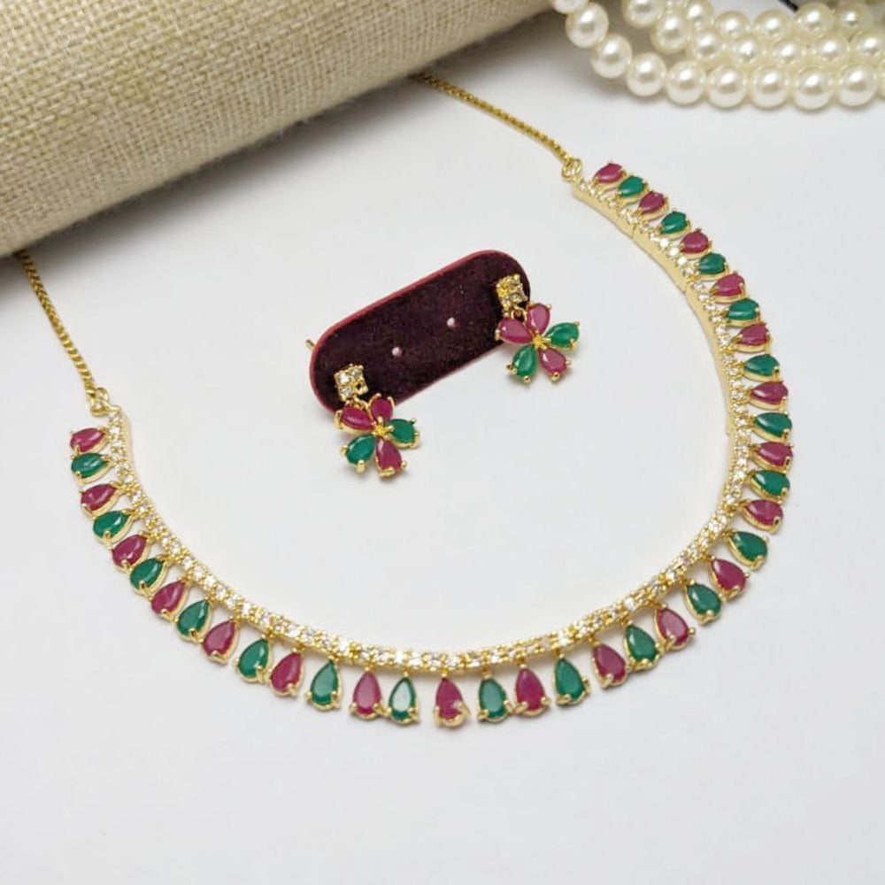 Aamrapali Elegant Teardrop Necklace and Floral Earrings Set  