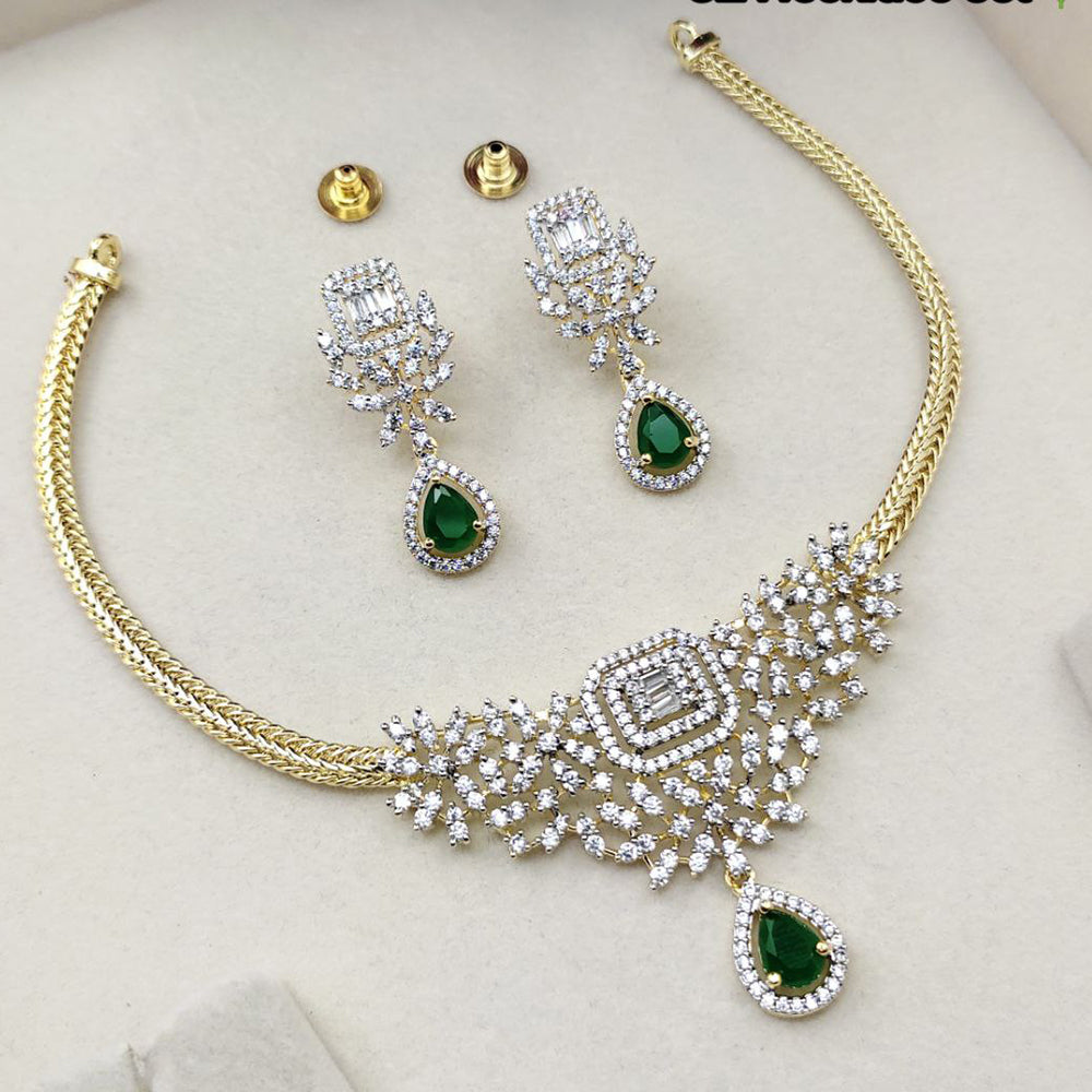 Aamrapali American Diamond Sparkling Teardrop Necklace Set and Earrings