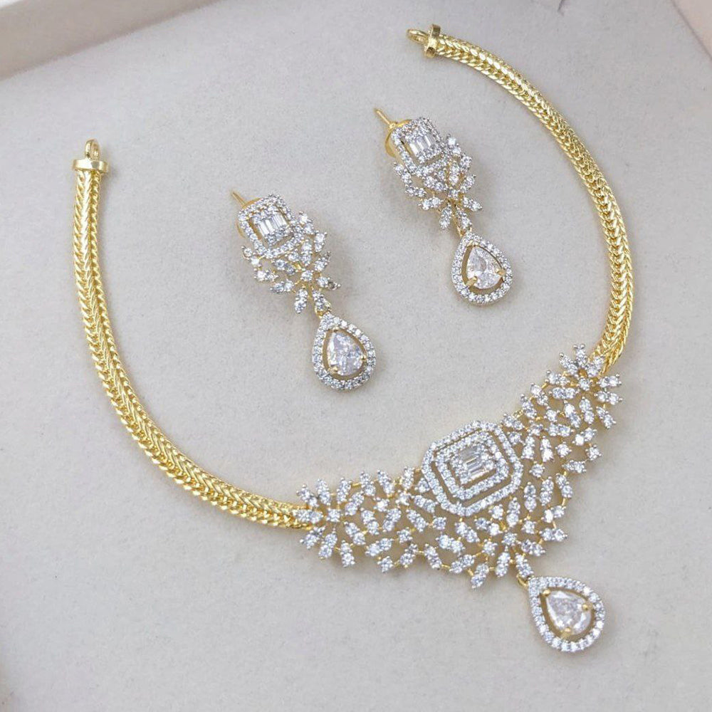 Aamrapali American Diamond Sparkling Teardrop Necklace Set and Earrings
