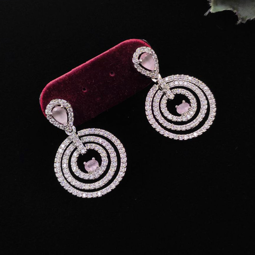 Aamrapli American Diamond Circular Motif Dangler Earrings