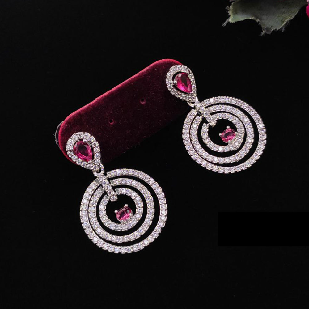 Aamrapli American Diamond Circular Motif Dangler Earrings
