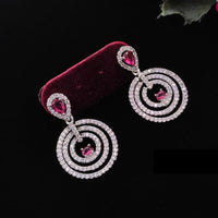 Aamrapli American Diamond Circular Motif Dangler Earrings