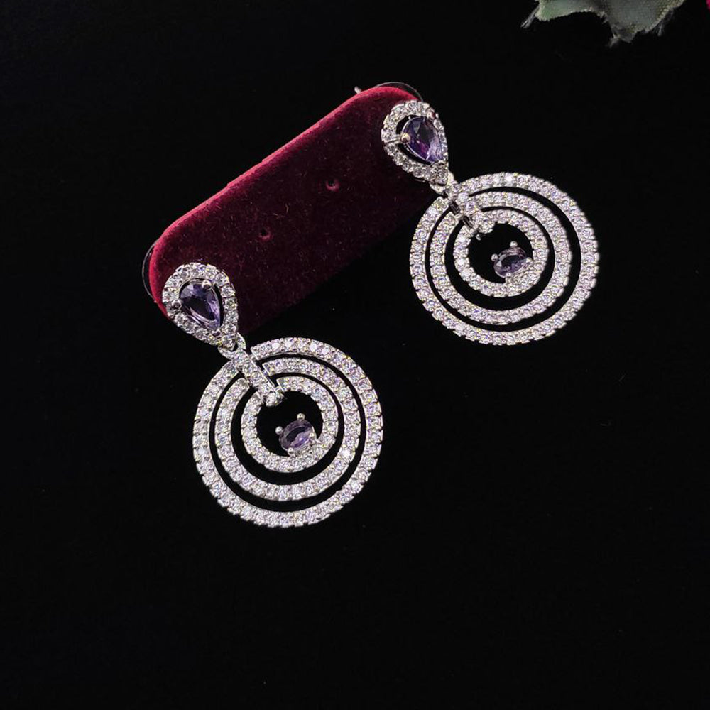 Aamrapli American Diamond Circular Motif Dangler Earrings