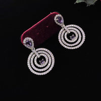 Aamrapli American Diamond Circular Motif Dangler Earrings